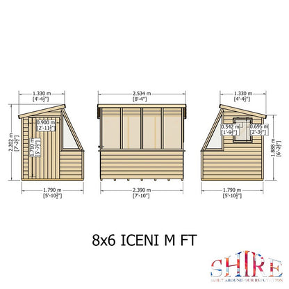 Shire Shire Iceni 8' 3" x 6' 3" Pent Potting Shed - Premium Dip Treated Shiplap