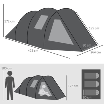 Outsunny 3-4 Man Tunnel Tent