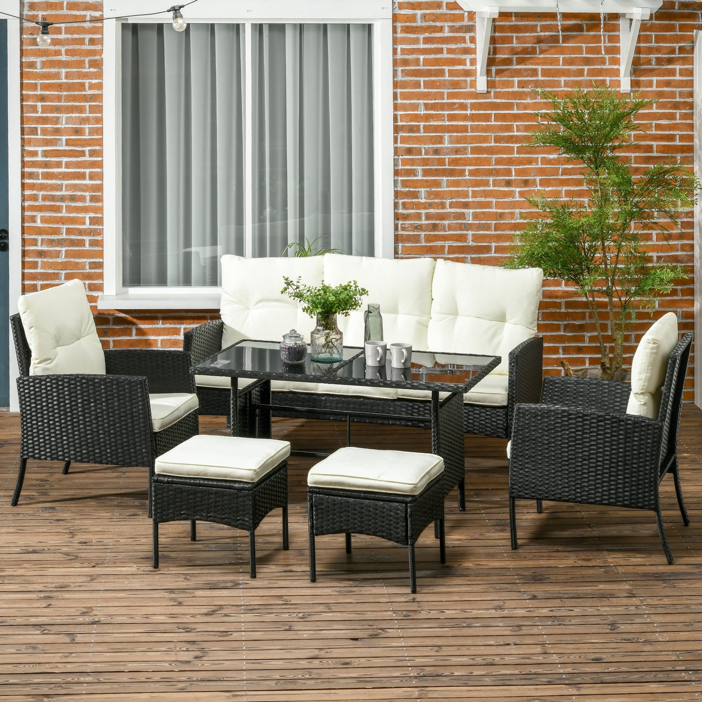 Outsunny 5 Seater Rattan Garden Furniture Set