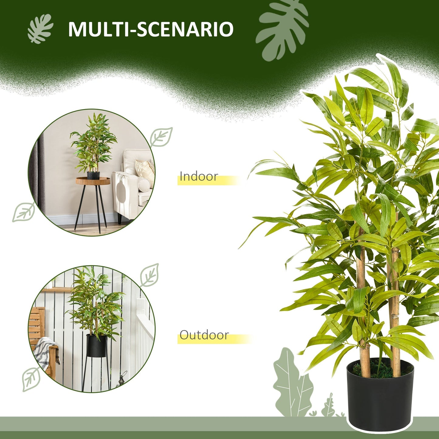 Artificial Plants Bamboo Tree in Pot Desk Fake Plants for Home Indoor Outdoor Decor