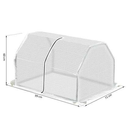 Outsunny 99X71X60cm Mini Pvc Cover Steel Frame Greenhouse White