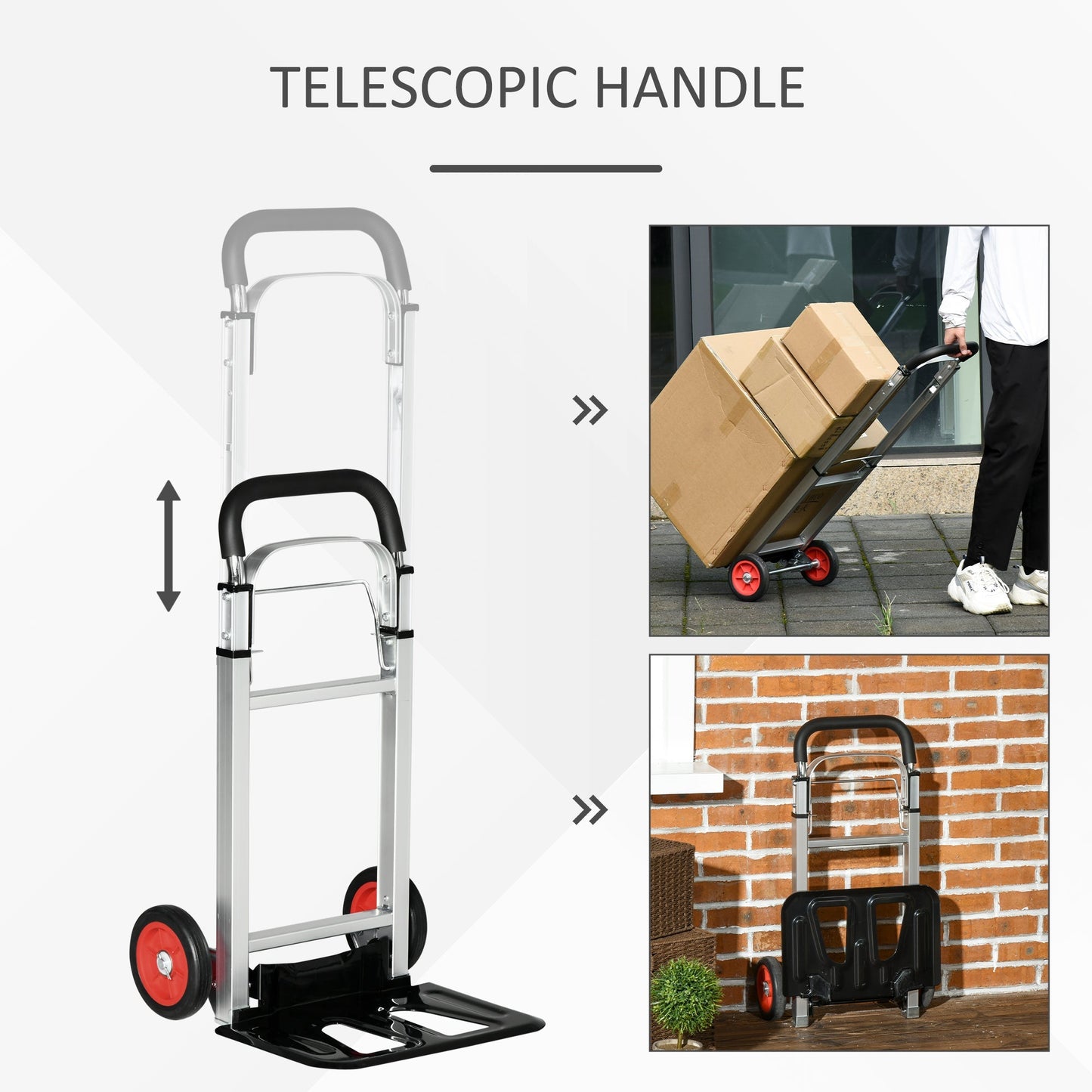 DURHAND Folding Sack Truck with Telescoping Handles