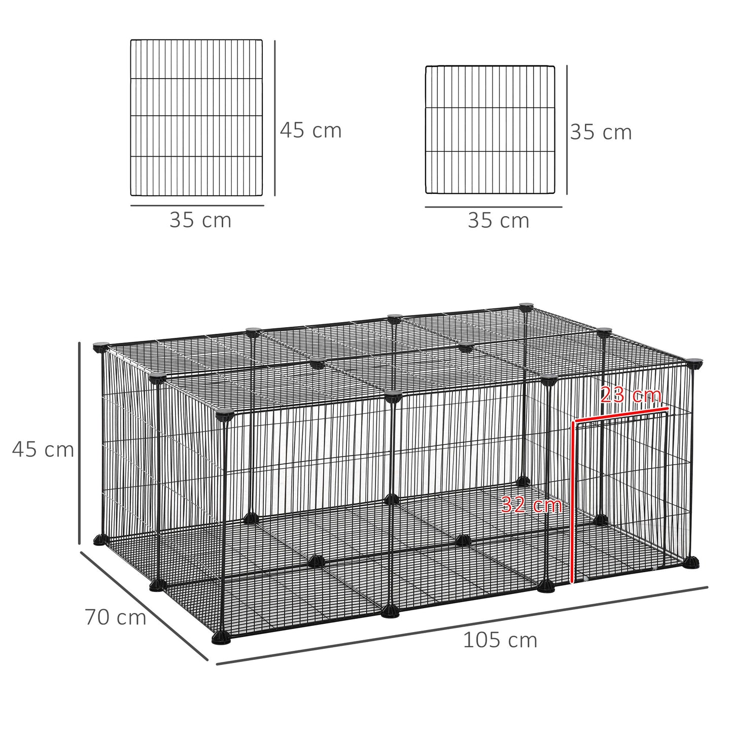 22 Panel Small Animal Playpen Black by Pawhut