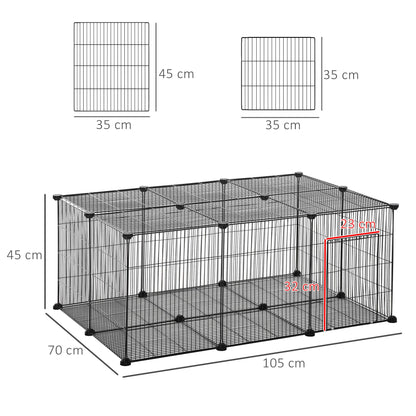 22 Panel Small Animal Playpen Black by Pawhut