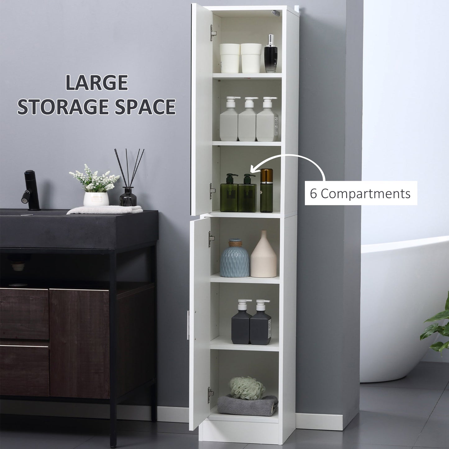 kleankin Tall Mirrored Bathroom Cabinet