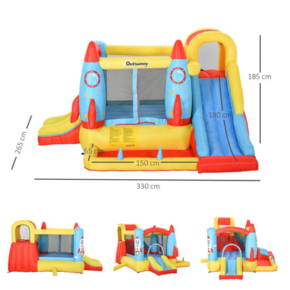 Bounce Castle Inflatable Trampoline Slide Pool Rocket Design 3.4 x 2.8 x 1.85m