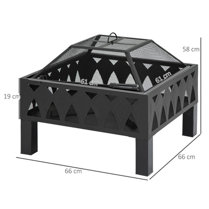 66cm Outdoor Fire Pit with Screen Cover