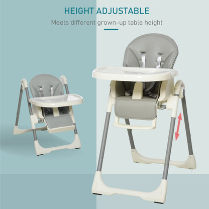 Babies Foldable PU Highchair Grey