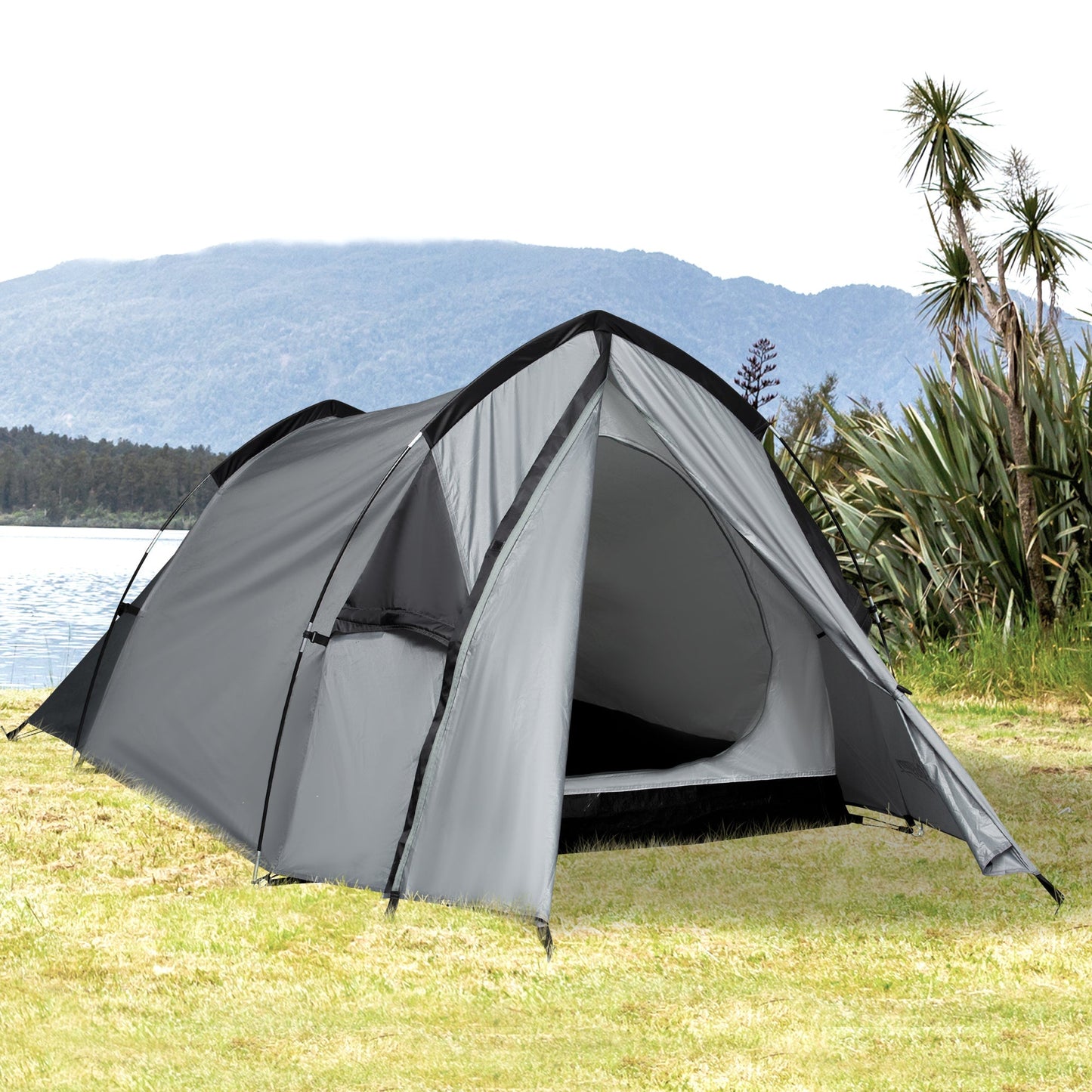 Outsunny Camping Tent For 1-2 Person Tent With Large Window Waterproof For Fishing