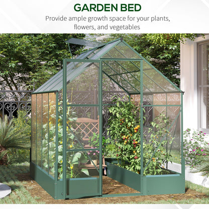 Garden Walk-in Aluminium Greenhouse Polycarbonate with Plant Bed