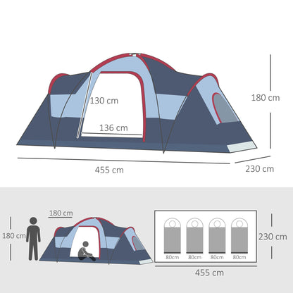 Fibreglass & Steel Frame 5/6 Person Lightweight Camping Tent Blue