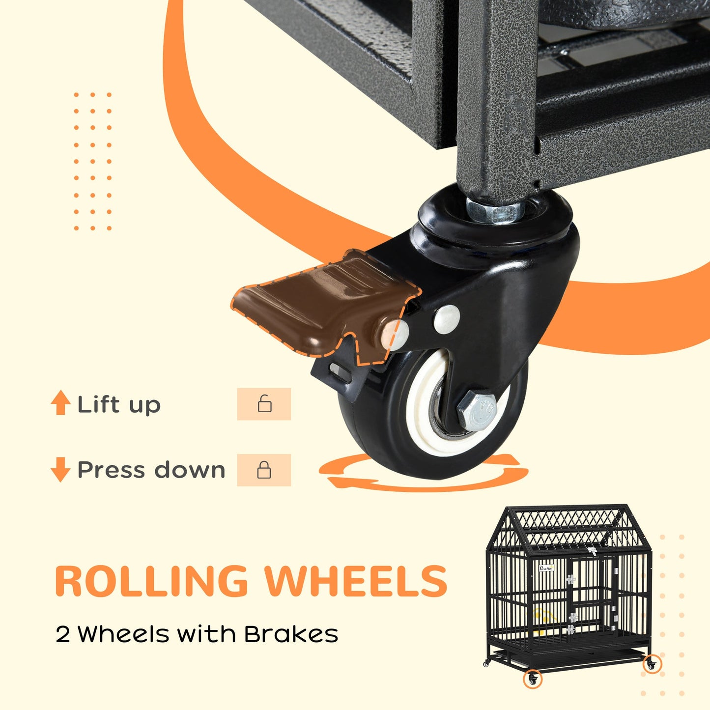 PawHut 43" Heavy Duty Dog Crate on Wheels