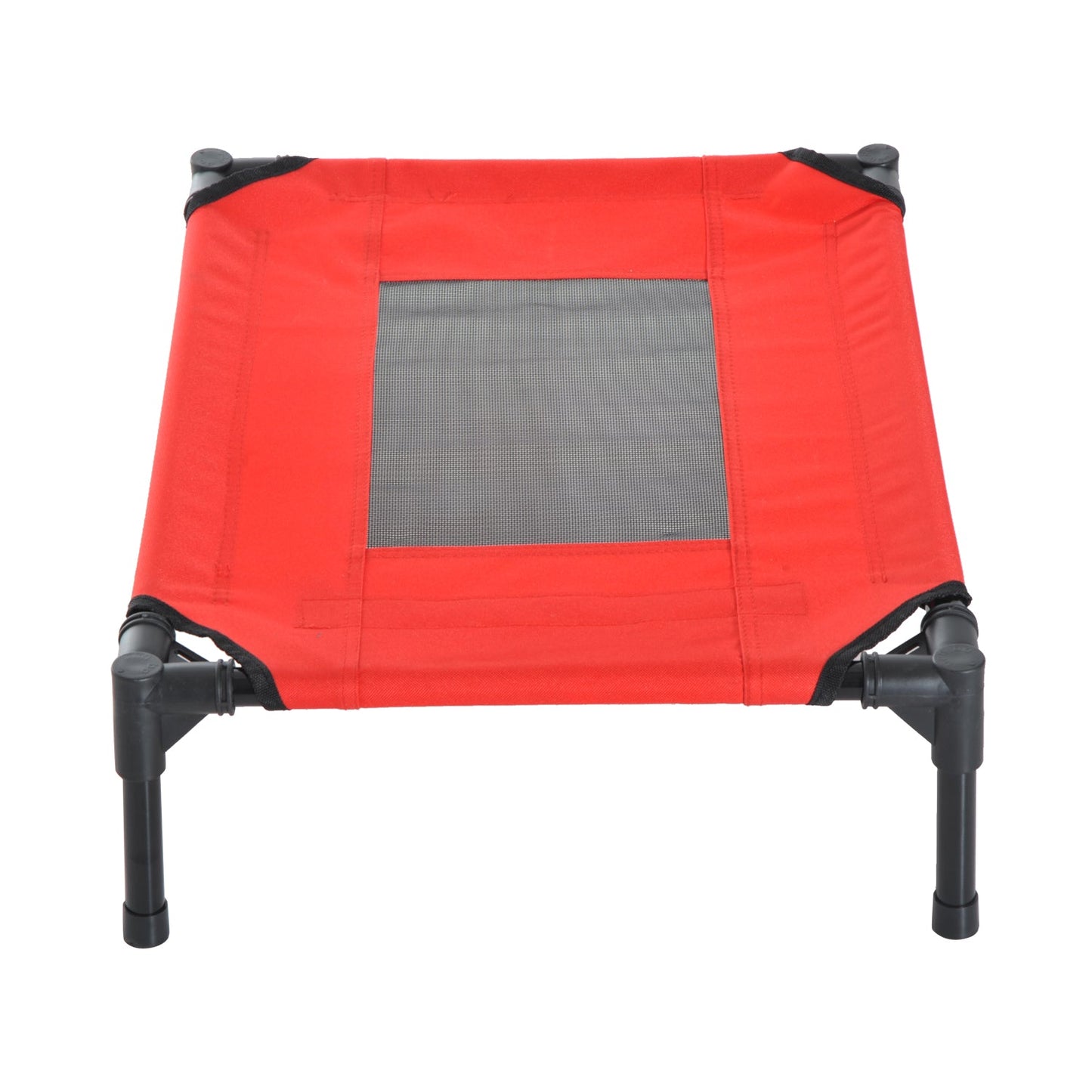 Pawhut Elevated Pet Bed Portable Camping Raised Dog Bed With Metal Frame Black Red (Small)