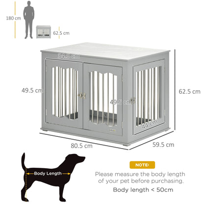 PawHut Dog Crate End Table Furniture Style Dog Cage w/ Three Doors