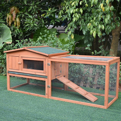 PawHut 2 Floor Wooden Rabbit Hutch House Bunny Coop Outdoor Garden Backyard