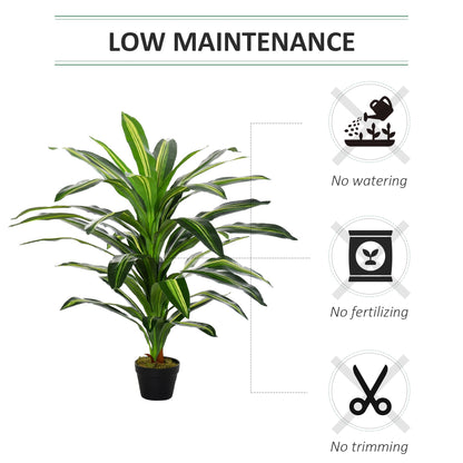 110cm/3.6FT Artificial Dracaena Tree Decorative Plant 40 Leaves with Nursery Pot