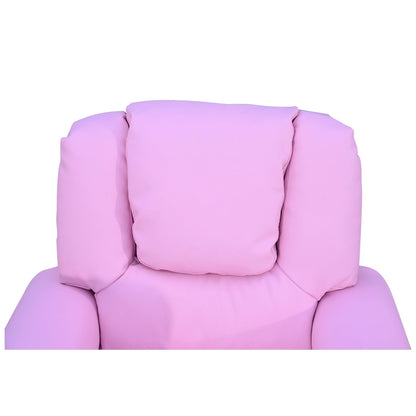 Kids Children Recliner Lounger Armchair Games Chair Sofa Seat PU Leather Look w/ Cup Holder Pink