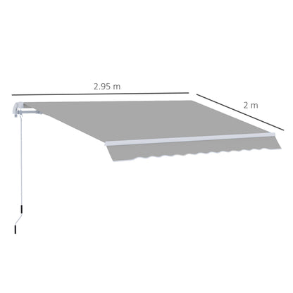 Awning Canopy Manual Retractable Porch Sun Shade Shelter 3 x 2m Light Grey