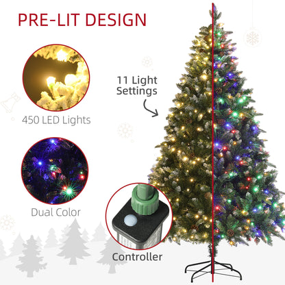 7ft Prelit Christmas Tree Artificial - White Frosted Green with LED Lights Multicoloured 1466 Tips