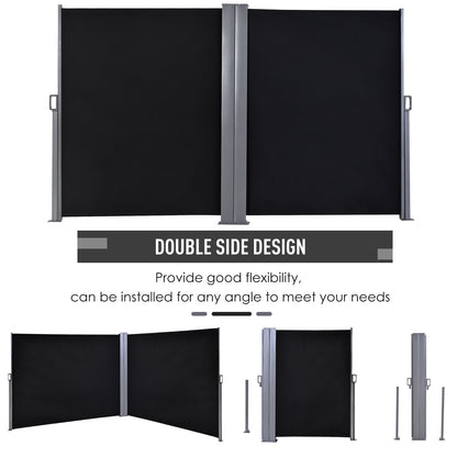 Steel Frame Retractable Double-Sided Awning Black