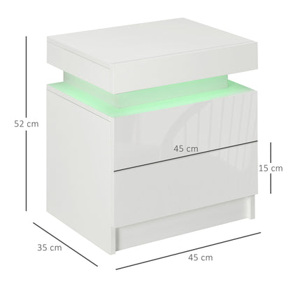 White Bedside Table with LED Light