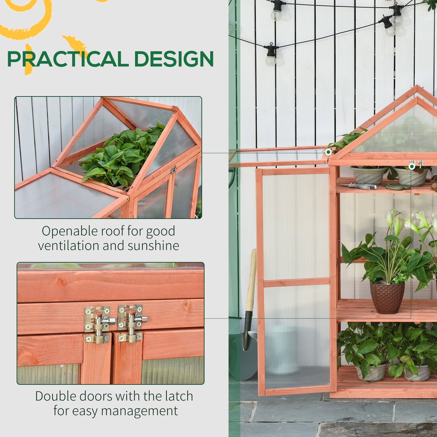 80 x 47 x 138cm Garden Cold Frame Polycarbonate Greenhouse with Adjustable Shelves