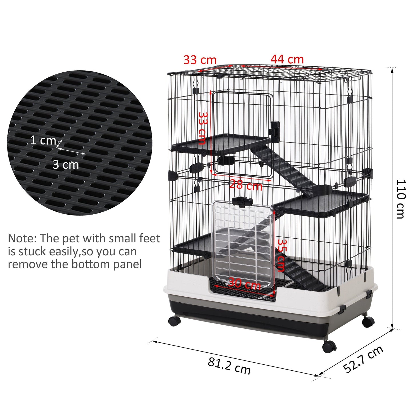 4 Tier Small Animal Cage Black & White by Pawhut