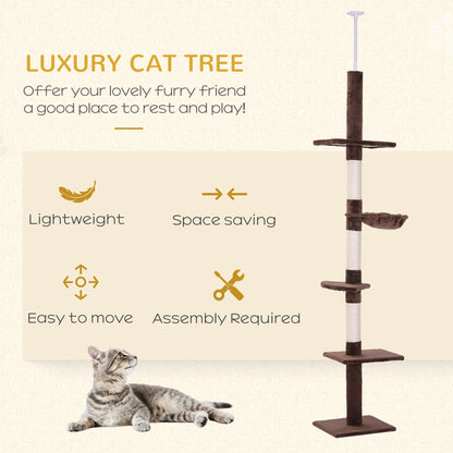 PawHut 230-260cm Floor-to-Ceiling Cat Tree