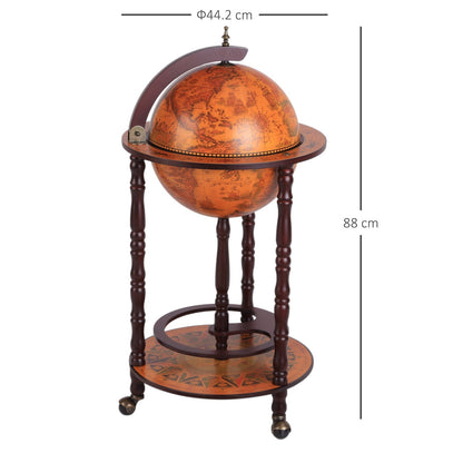 Globe Wine Trolley W/ 3 Wheels-Dark Red