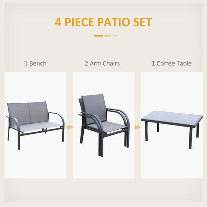 4-Piece Curved Steel Outdoor Furniture Set w/ Loveseat