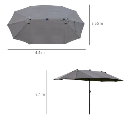 4.4m Double-Sided Sun Umbrella Patio Parasol LED Solar Lights Dark Grey