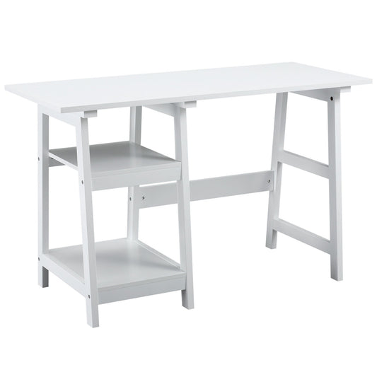 Computer Desk w/ Storage Shelf Study Table w/ bookshelf for Home Office White