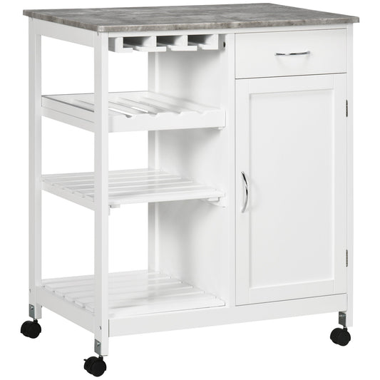 Compact Kitchen Trolley Utility Cart on Wheels with Wine Rack