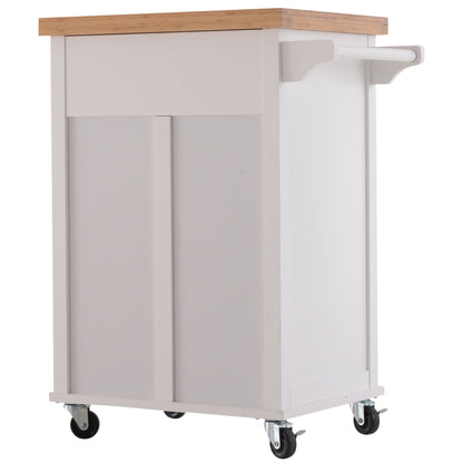 Kitchen Cart Storage Trolley Wooden Cabinet with Drawer Cupboard Towel Rail White