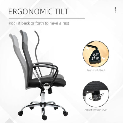 Ergonomic Office Chair Mesh Chair with Adjustable Height Tilt Function Black