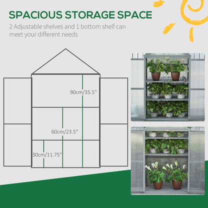 80 x 47 x 138cm Garden Cold Frame Polycarbonate Greenhouse with Adjustable Shelves