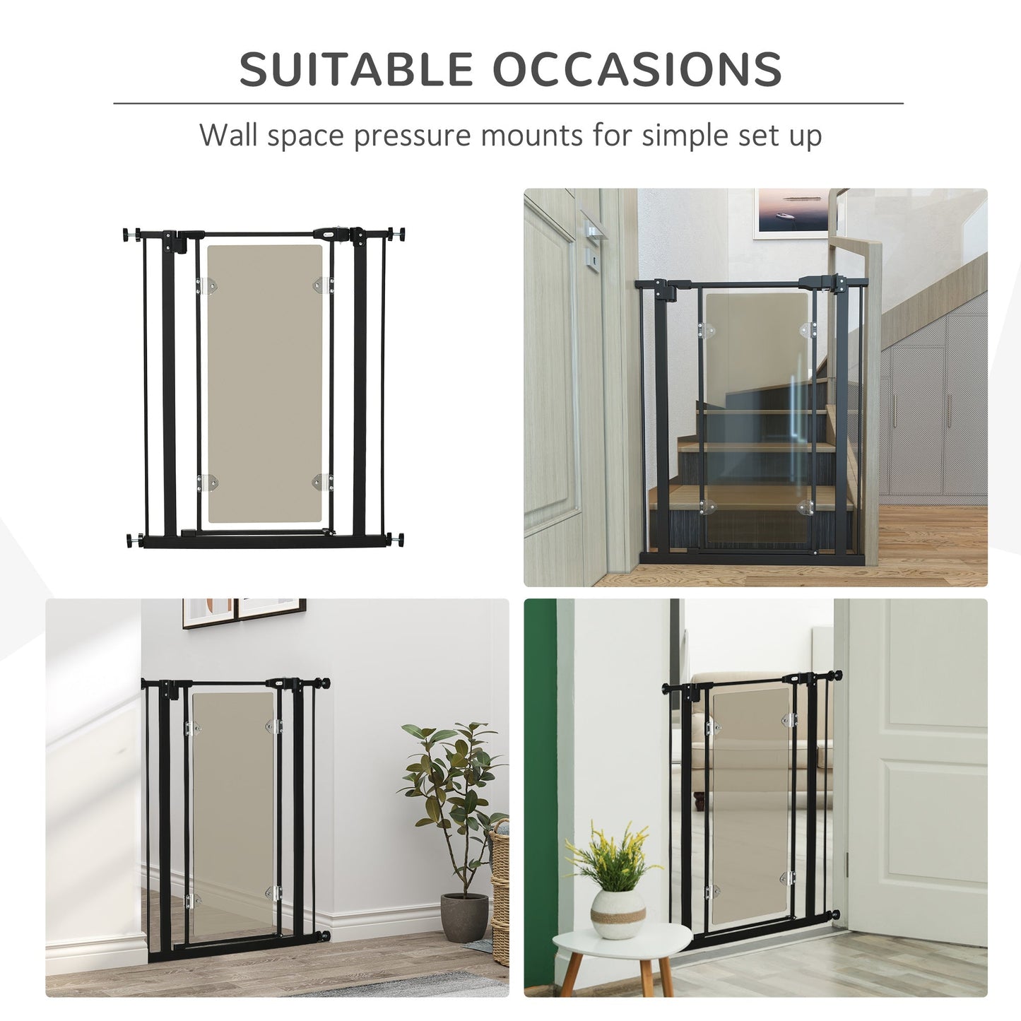 PawHut Pressure Fit Safety Gate for Doorways and Staircases