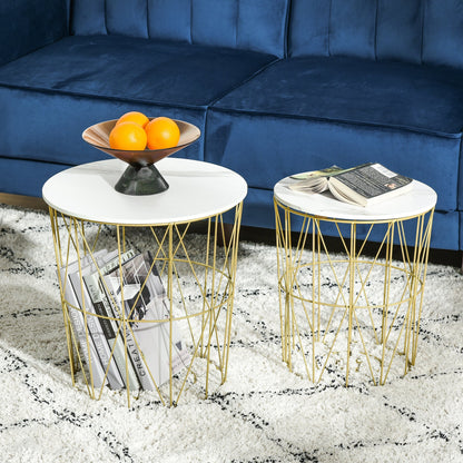 Set of 2 Nesting Side Tables with Storage