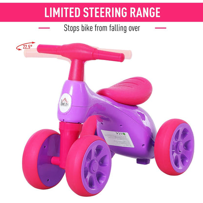 Toddler Training Walker Balance Ride-On Toy with Rubber Wheels Purple