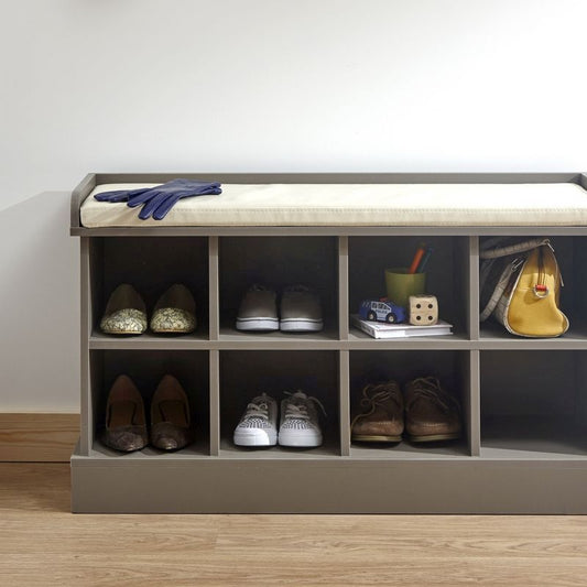 GFW Kempton Shoe Storage Grey 8 Shelves