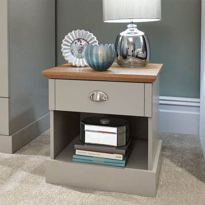 GFW Kendal Bedside Table Grey 1 Shelf 1 Drawer