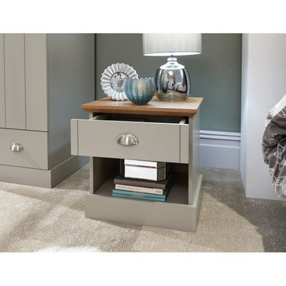 GFW Kendal Bedside Table Grey 1 Shelf 1 Drawer