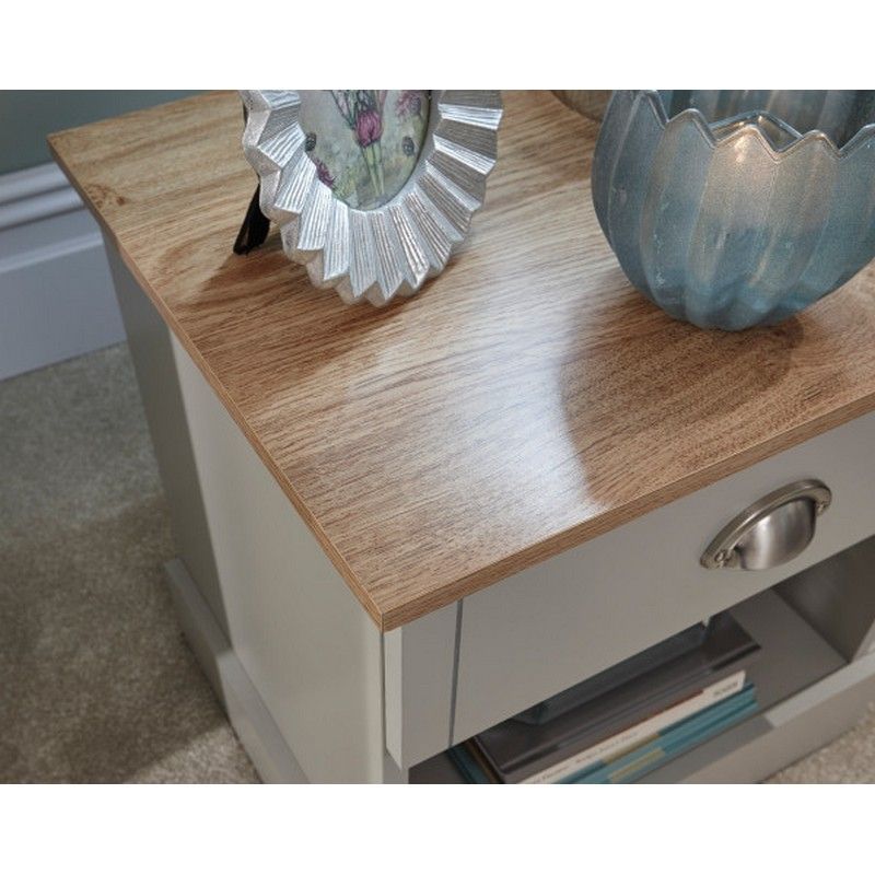 GFW Kendal Bedside Table Grey 1 Shelf 1 Drawer