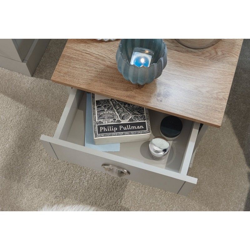 GFW Kendal Bedside Table Grey 1 Shelf 1 Drawer