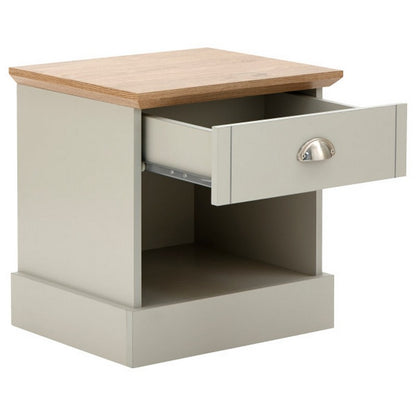 GFW Kendal Bedside Table Grey 1 Shelf 1 Drawer