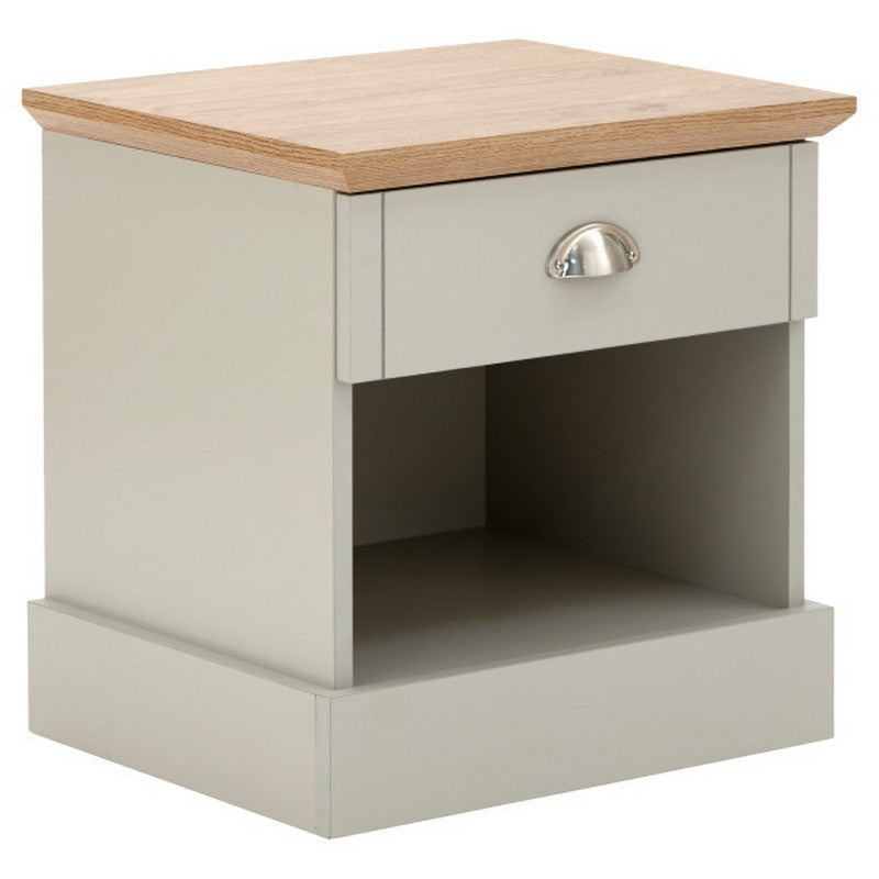 GFW Kendal Bedside Table Grey 1 Shelf 1 Drawer