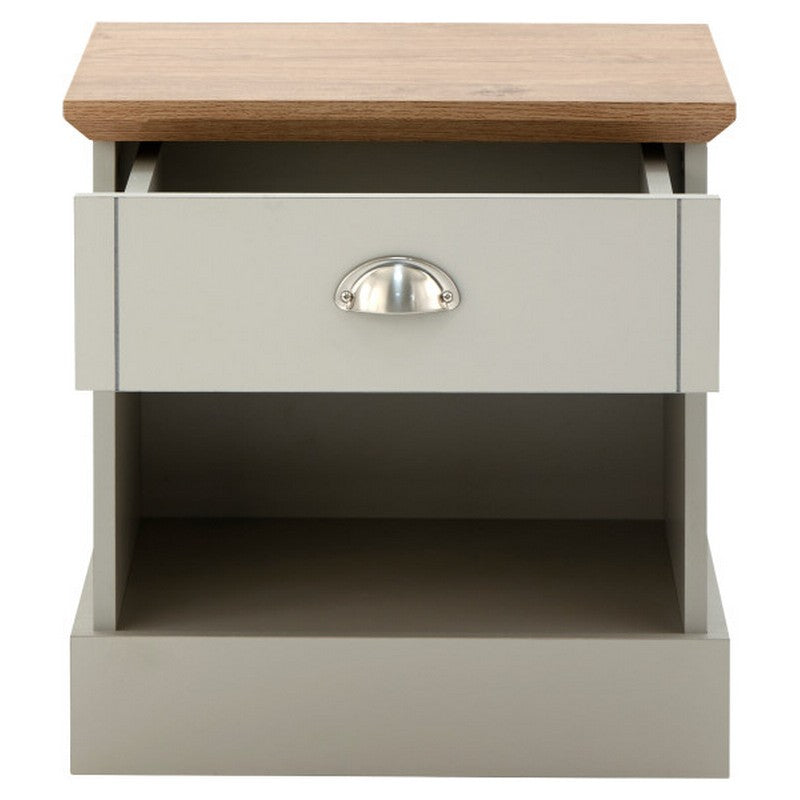 GFW Kendal Bedside Table Grey 1 Shelf 1 Drawer