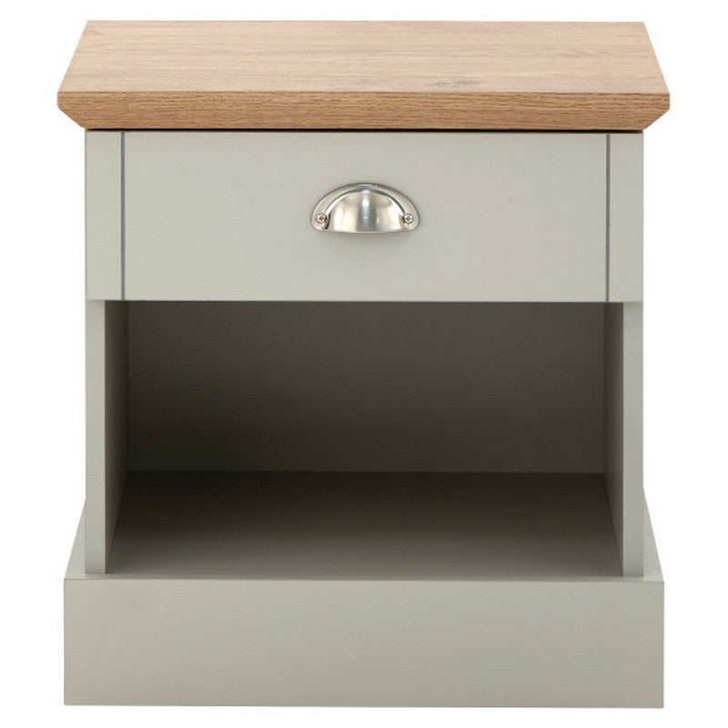 GFW Kendal Bedside Table Grey 1 Shelf 1 Drawer