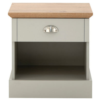 GFW Kendal Bedside Table Grey 1 Shelf 1 Drawer