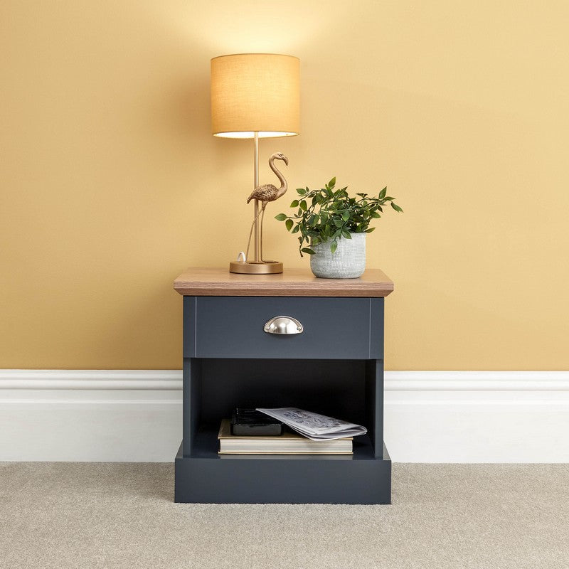 GFW Kendal Bedside Table Blue 1 Shelf 1 Drawer